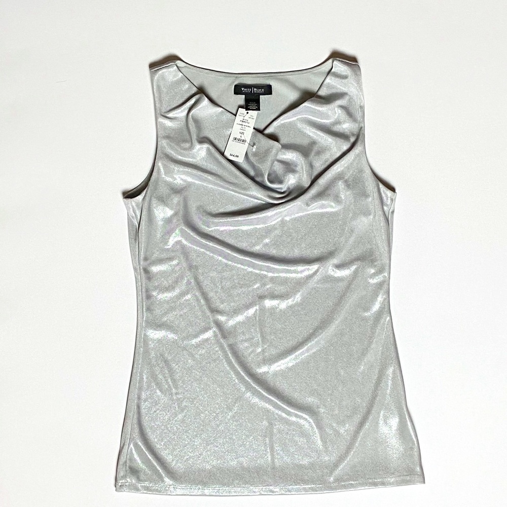 White House Black Market Liquid Shimmer Drop Neck Top